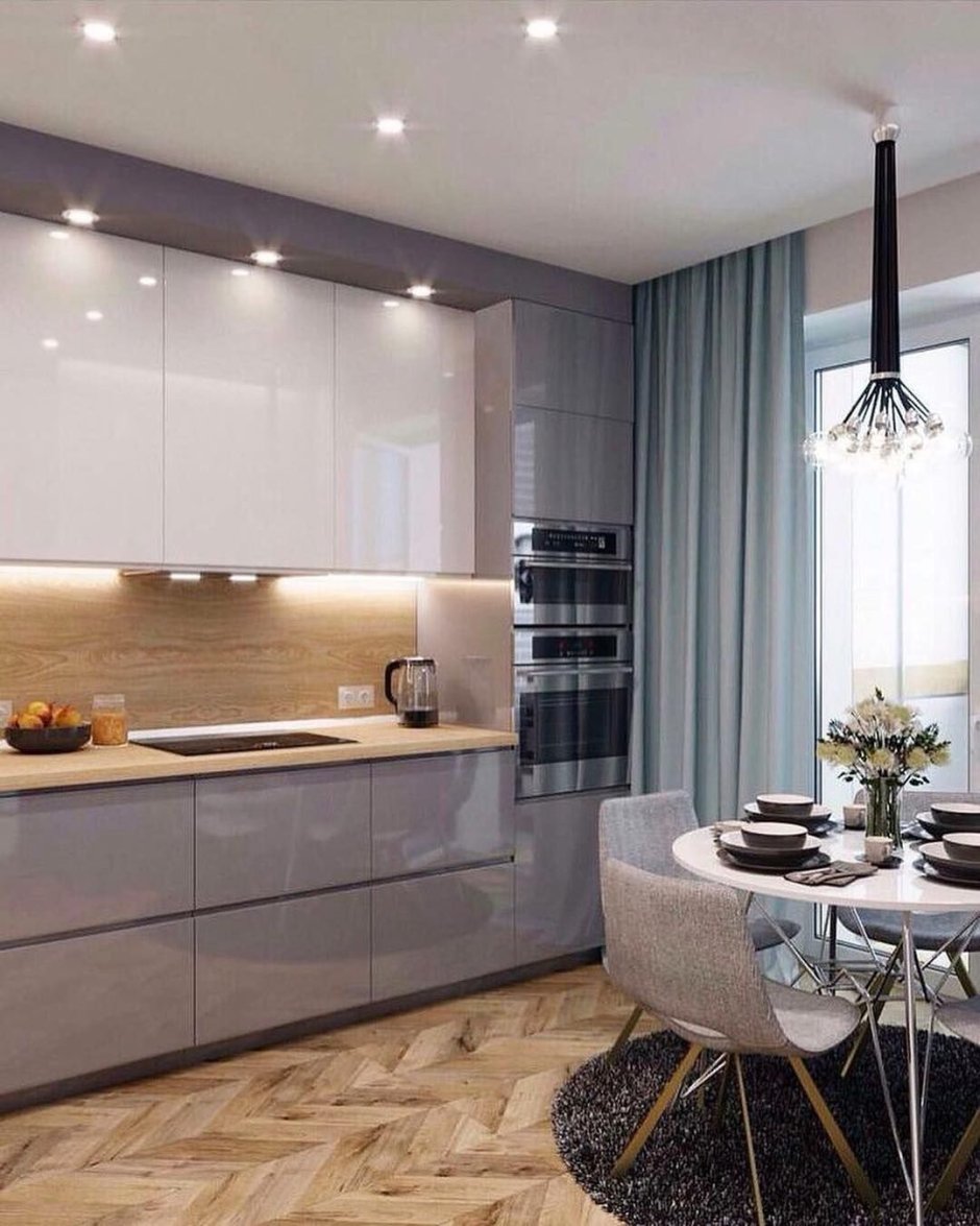 Кухня в светло сером цвете