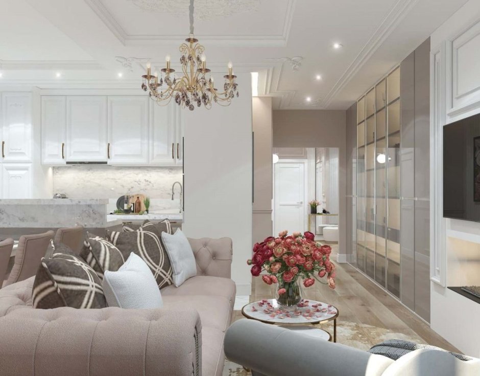 Интерьер Неоклассика тауп