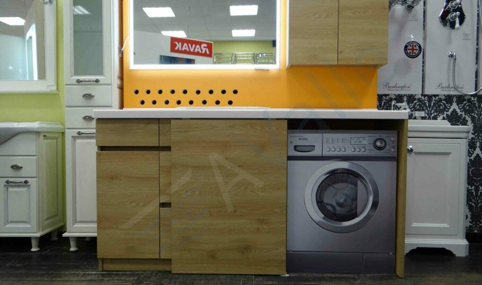 Тумба под стиральную машину со столешницей 120 Домотекс