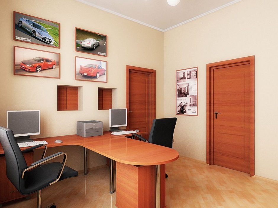 Кабинет с серыми стенами