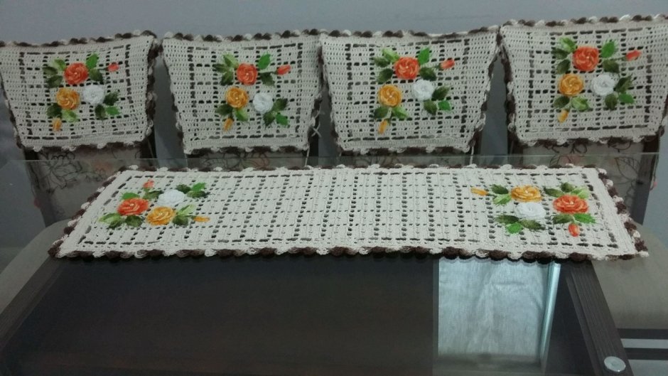 Вязаная сидушка на стул