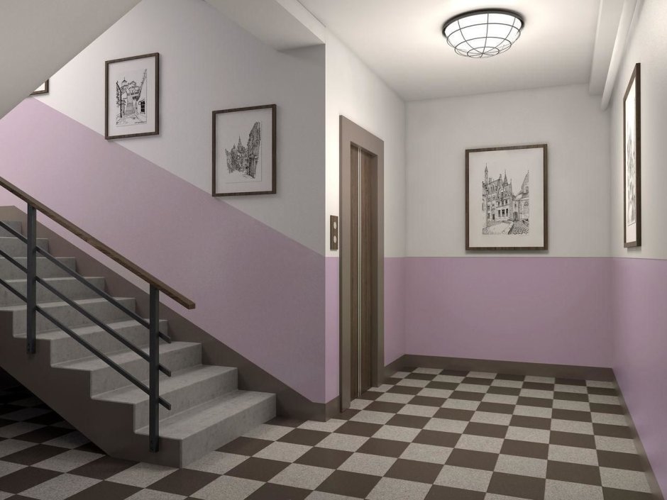 Подъезд внутри с лестницей
