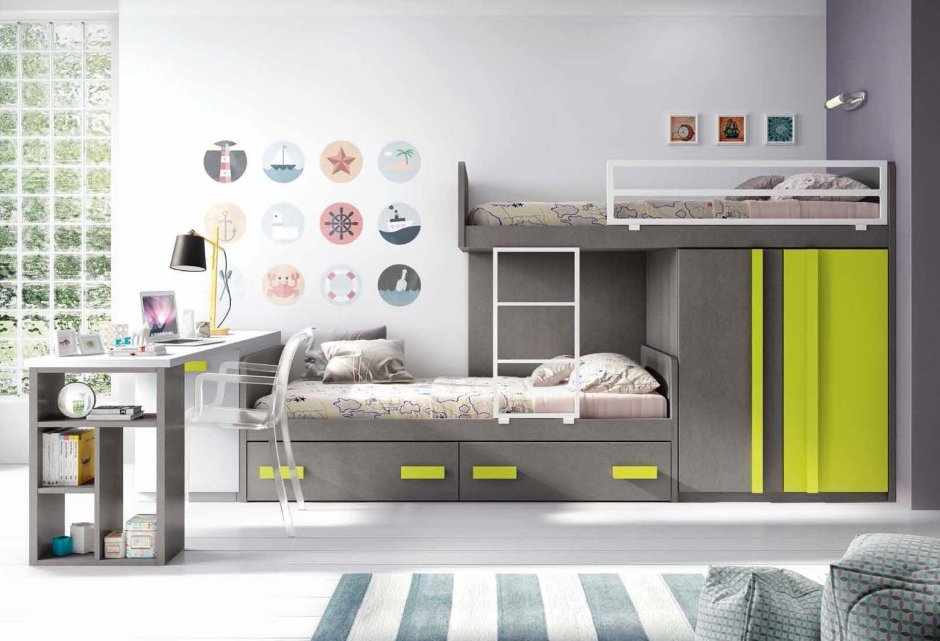 Двухуровневые кровати со смещением