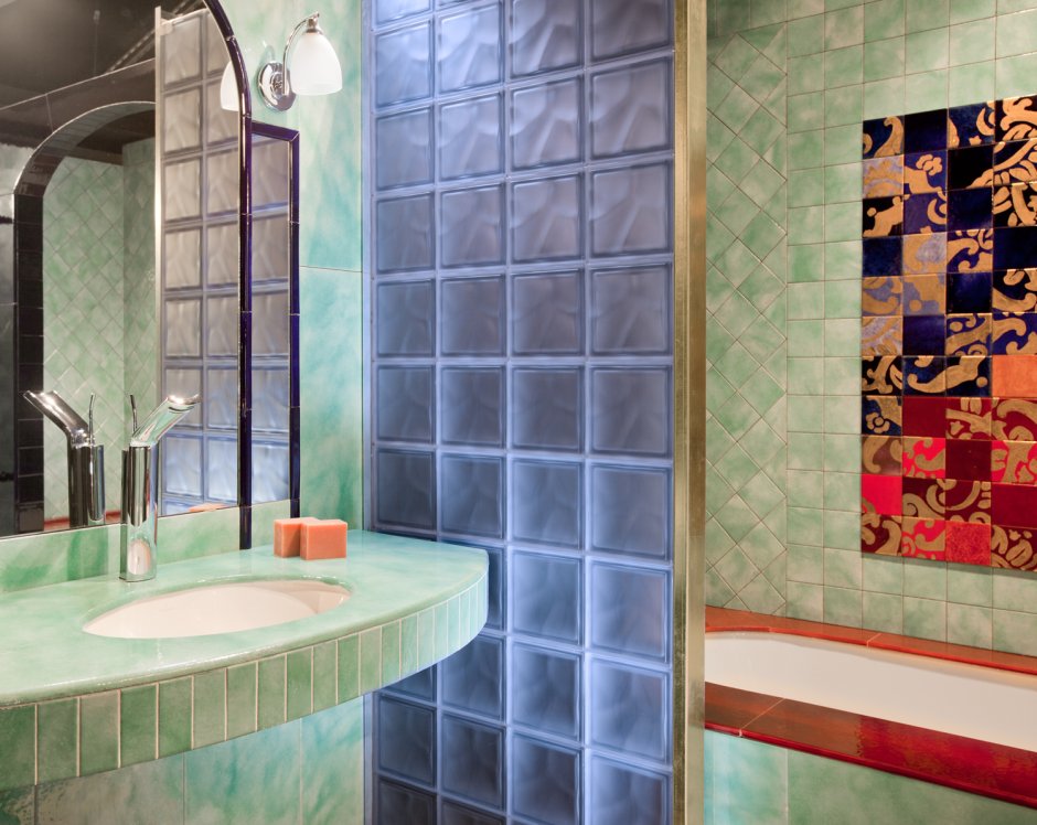 Перегородка для душа со стеклоблоками