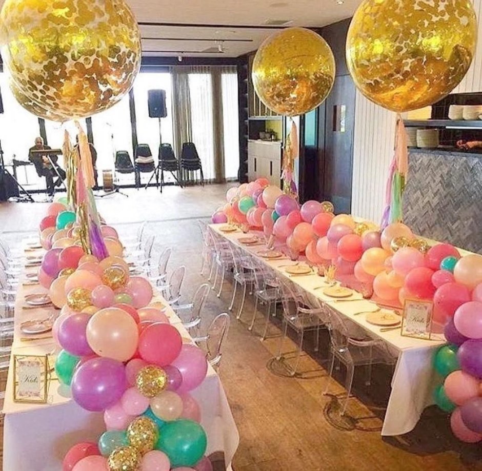 Украшение стола шарами на день рождения