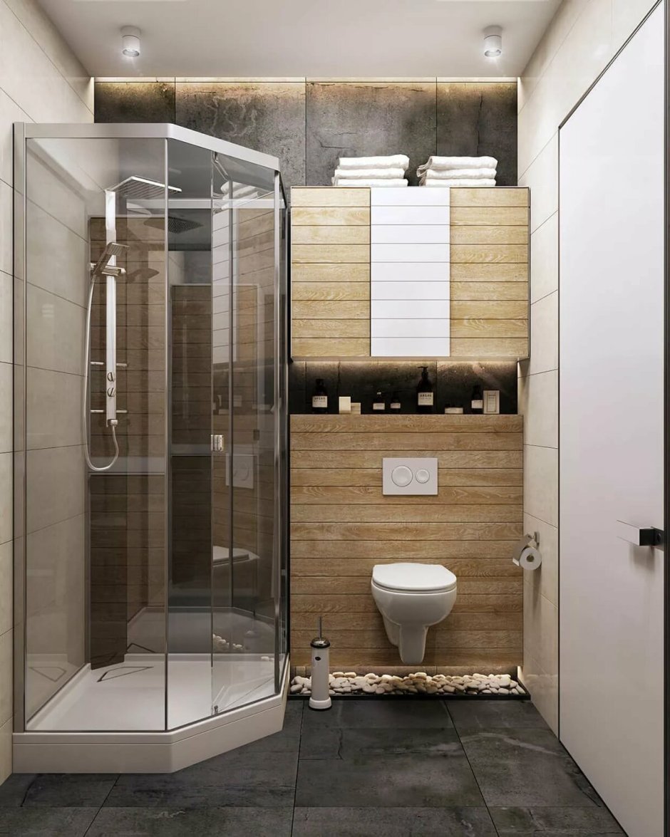 Интерьер ванной комнаты с душевой 4м2