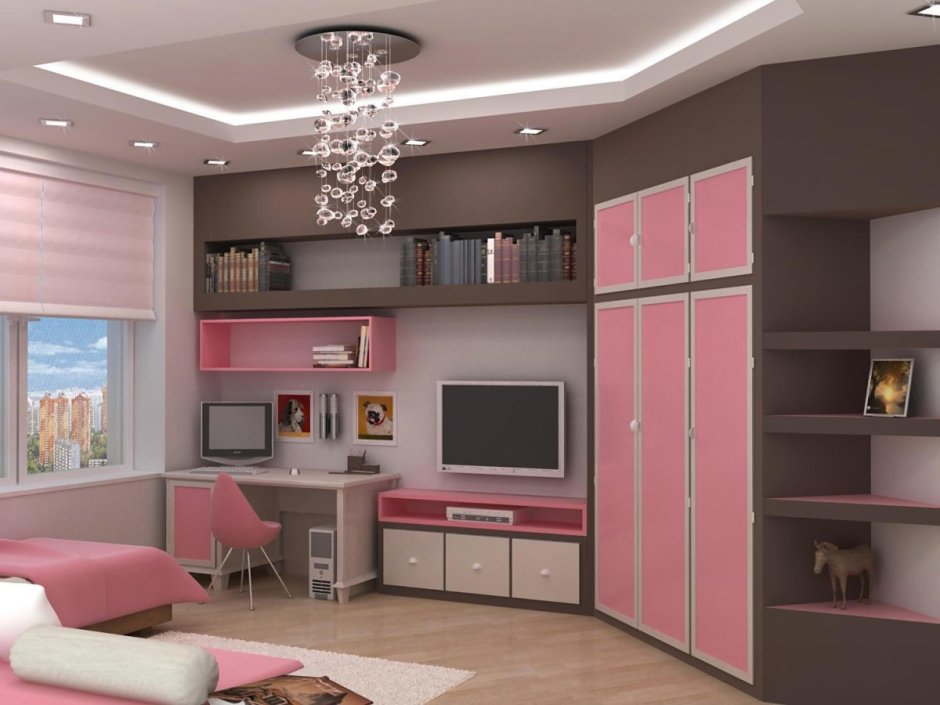 Детская комната для школьниц мебель