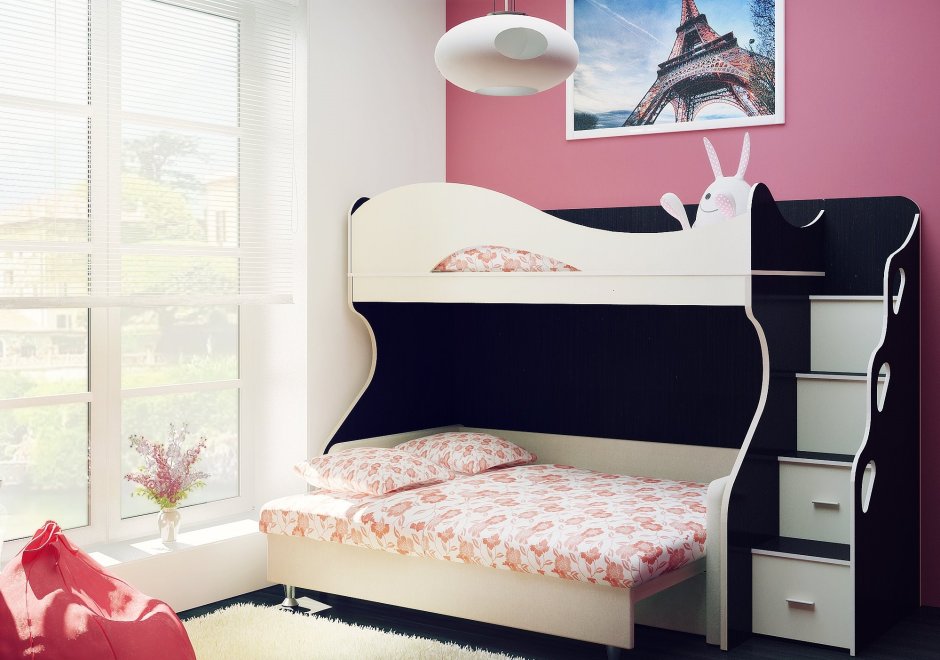 Кровать чердак с диваном Бамбини