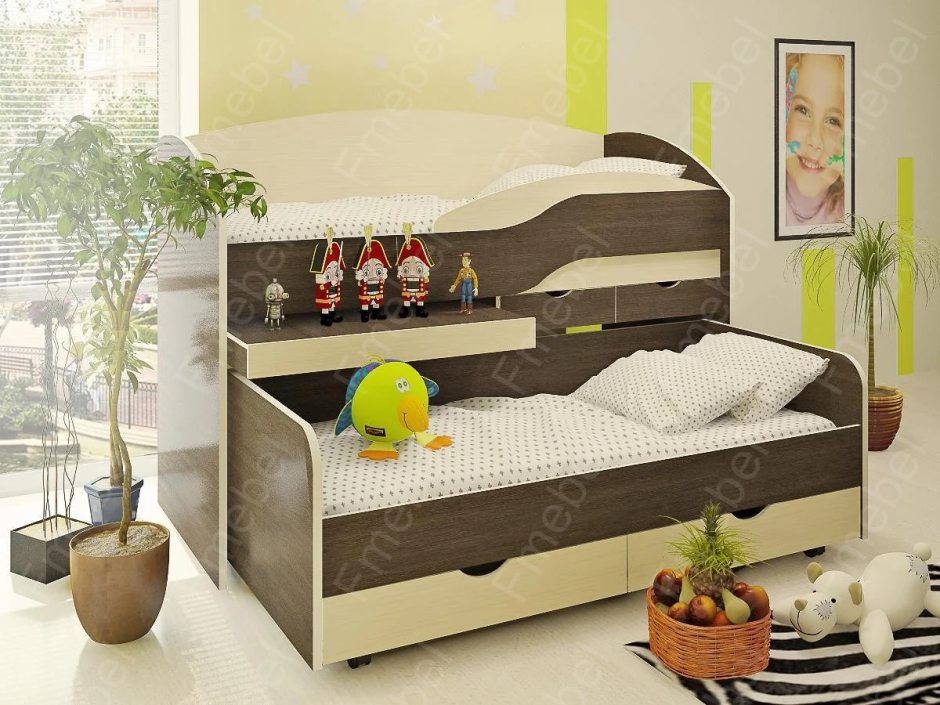 Кровать чердак невысокая Бамбини