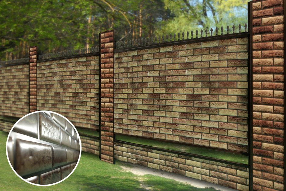 Профнастил для забора под кирпич