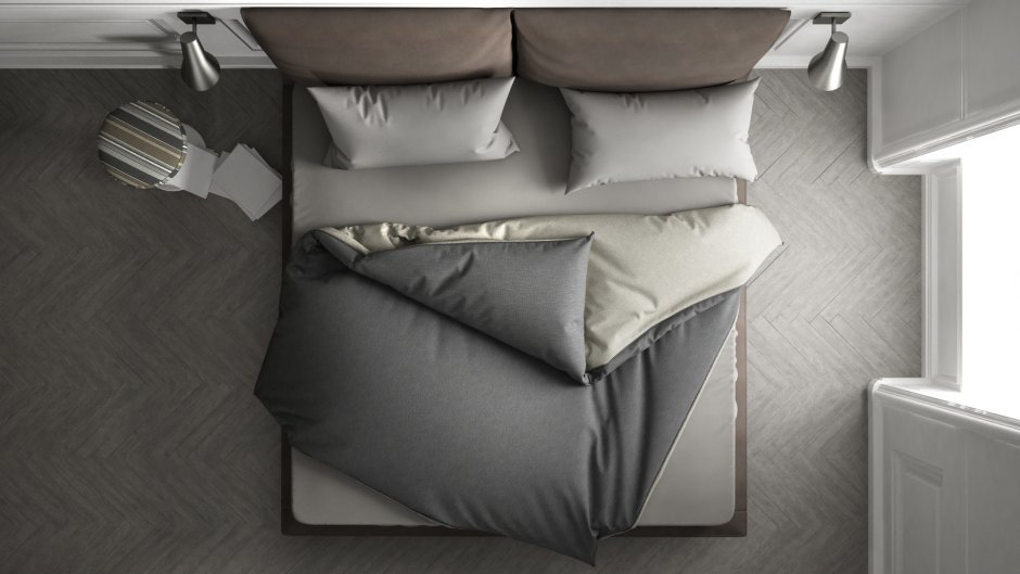 Большая кровать вид сверху