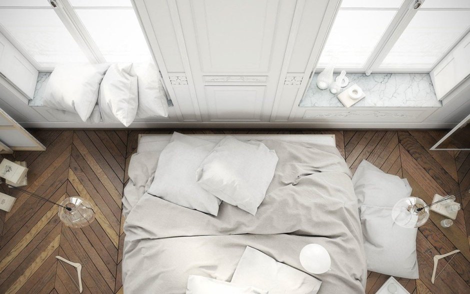 Интерьер спальни вид сверху