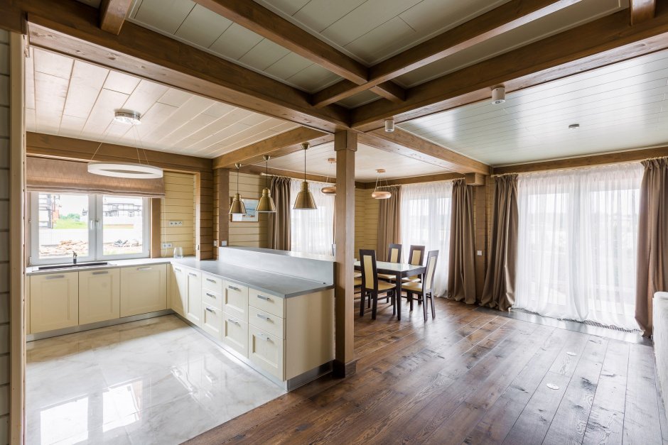 Интерьеры домов из клееного бруса Гуд Вуд