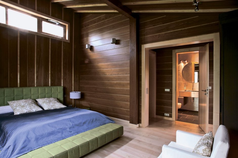 Имитация бруса вертикально в интерьере