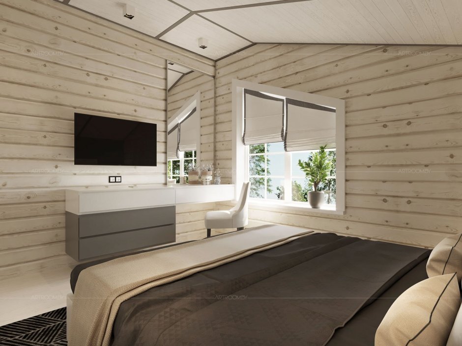 Имитация бруса в интерьере