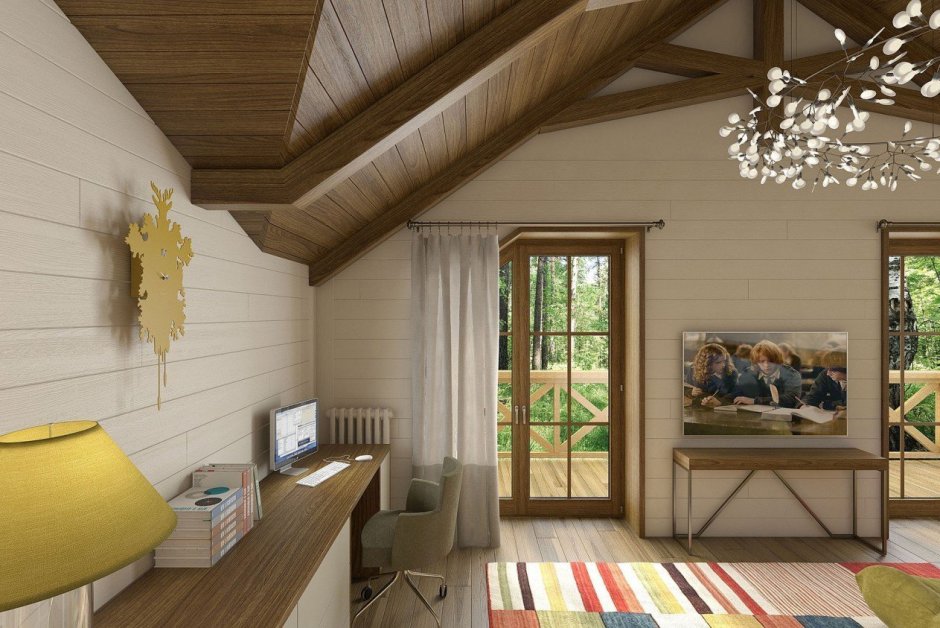 Мансарда экостиль вагонка