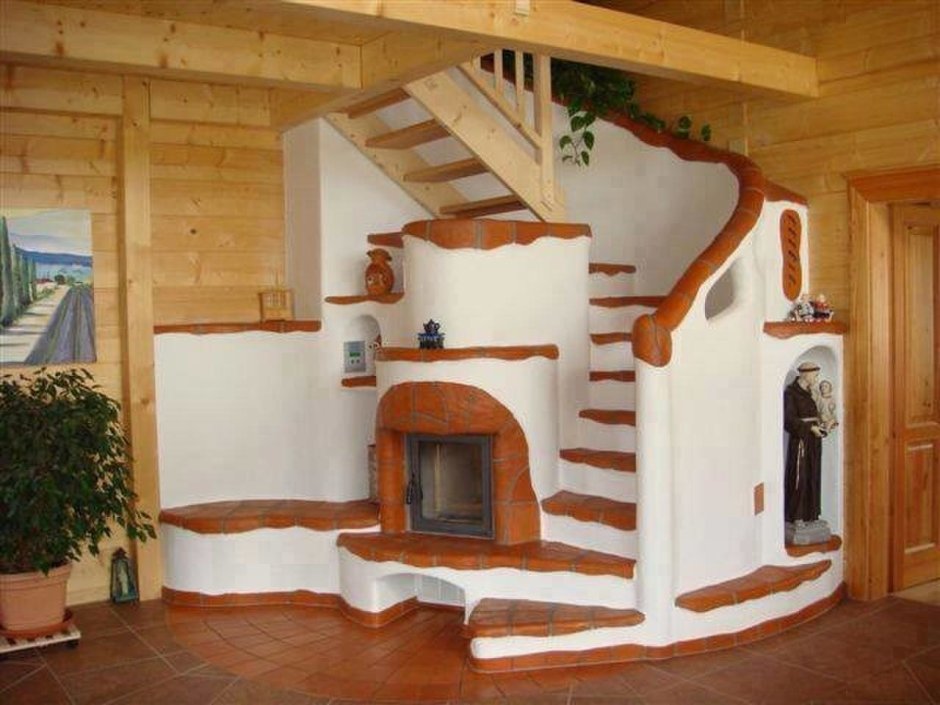 Печь с лежанкой в деревянном доме