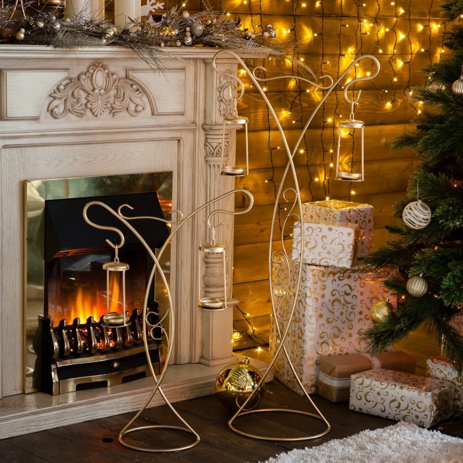 Подсвечник на камин на новый год