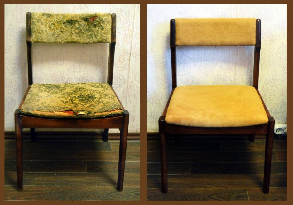Перетяжка стульев до и после