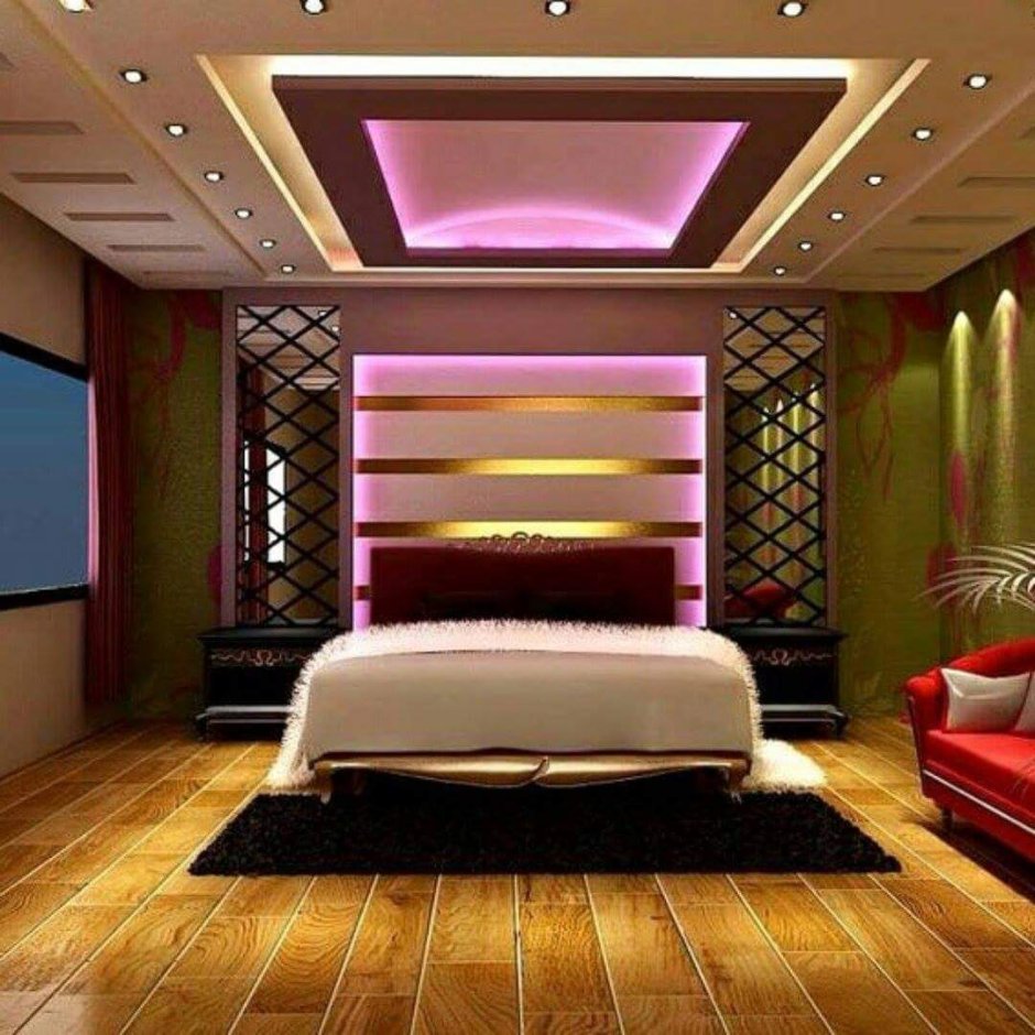 Фигурные потолки в спальный