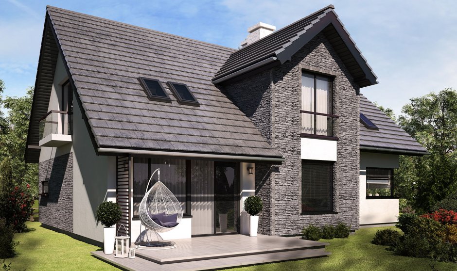 Светло серый фасад дома