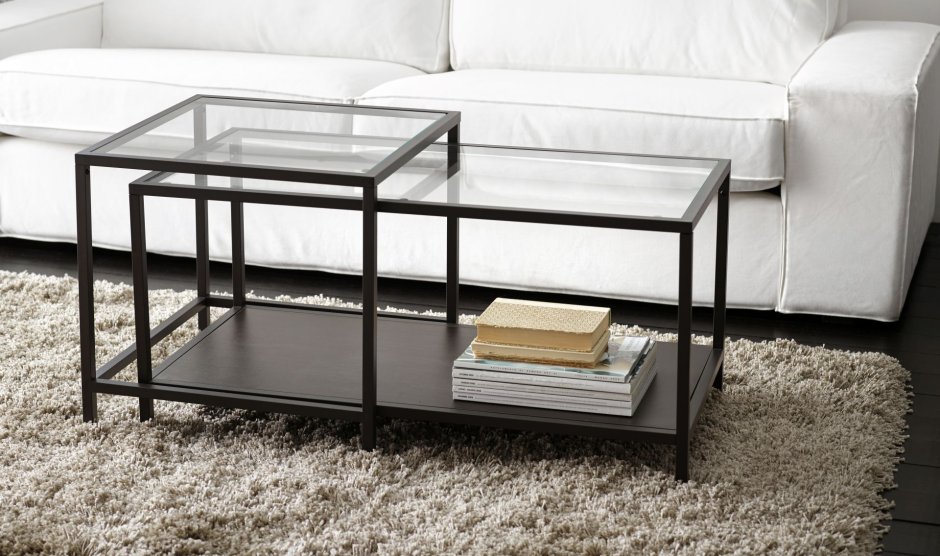 Vittsjö ВИТШЁ стол д/ноутбука, черно-коричневый/стекло100x36 см