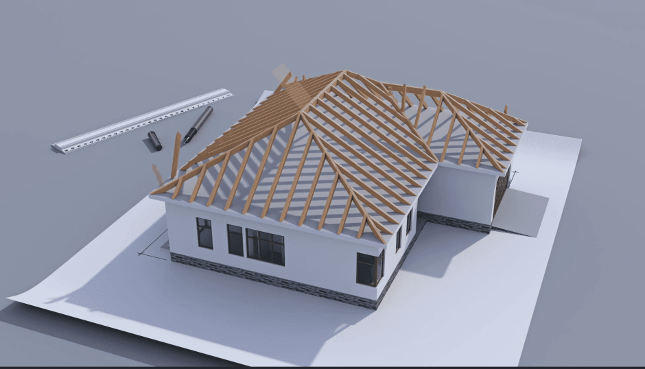 Двухуровневая вальмовая кровля