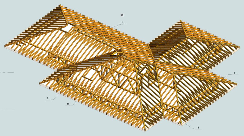 Вальмовая шатровая кровля стропильная система