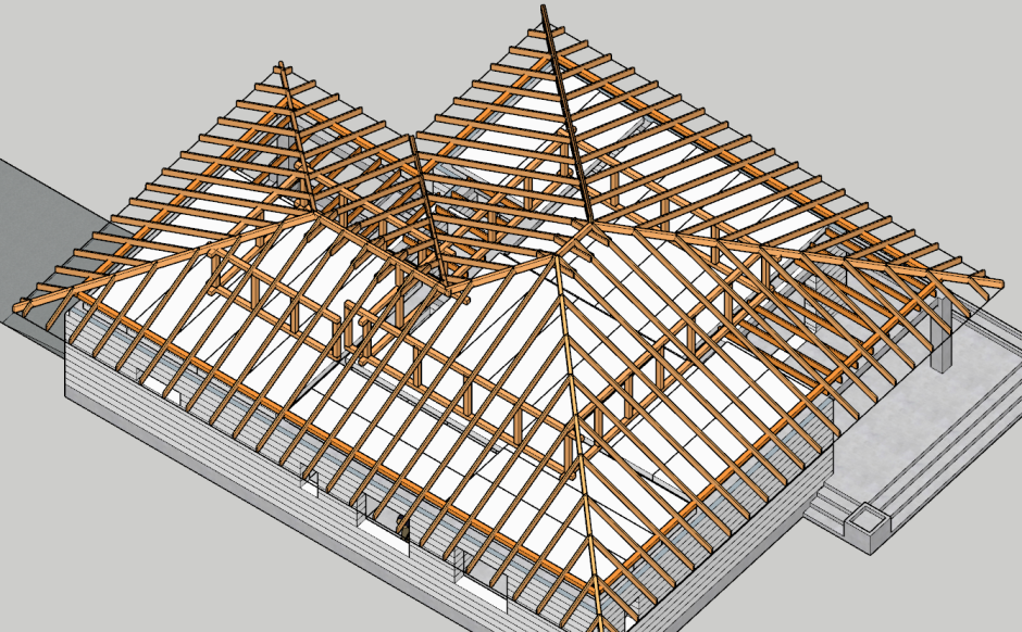 Вальмовая кровля стропильная система