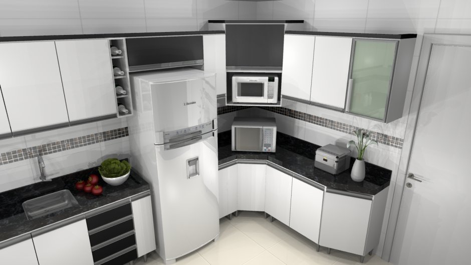 Угловые кухонные гарнитуры с холодильником