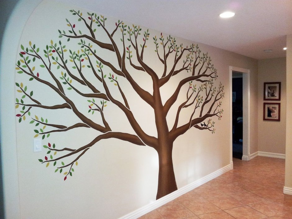 Декорирование стен дерево роспись