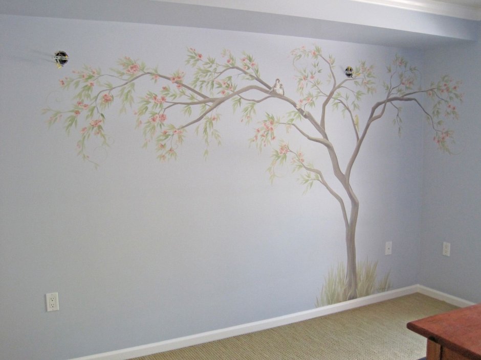 Роспись детской комнаты лес дерево Графика