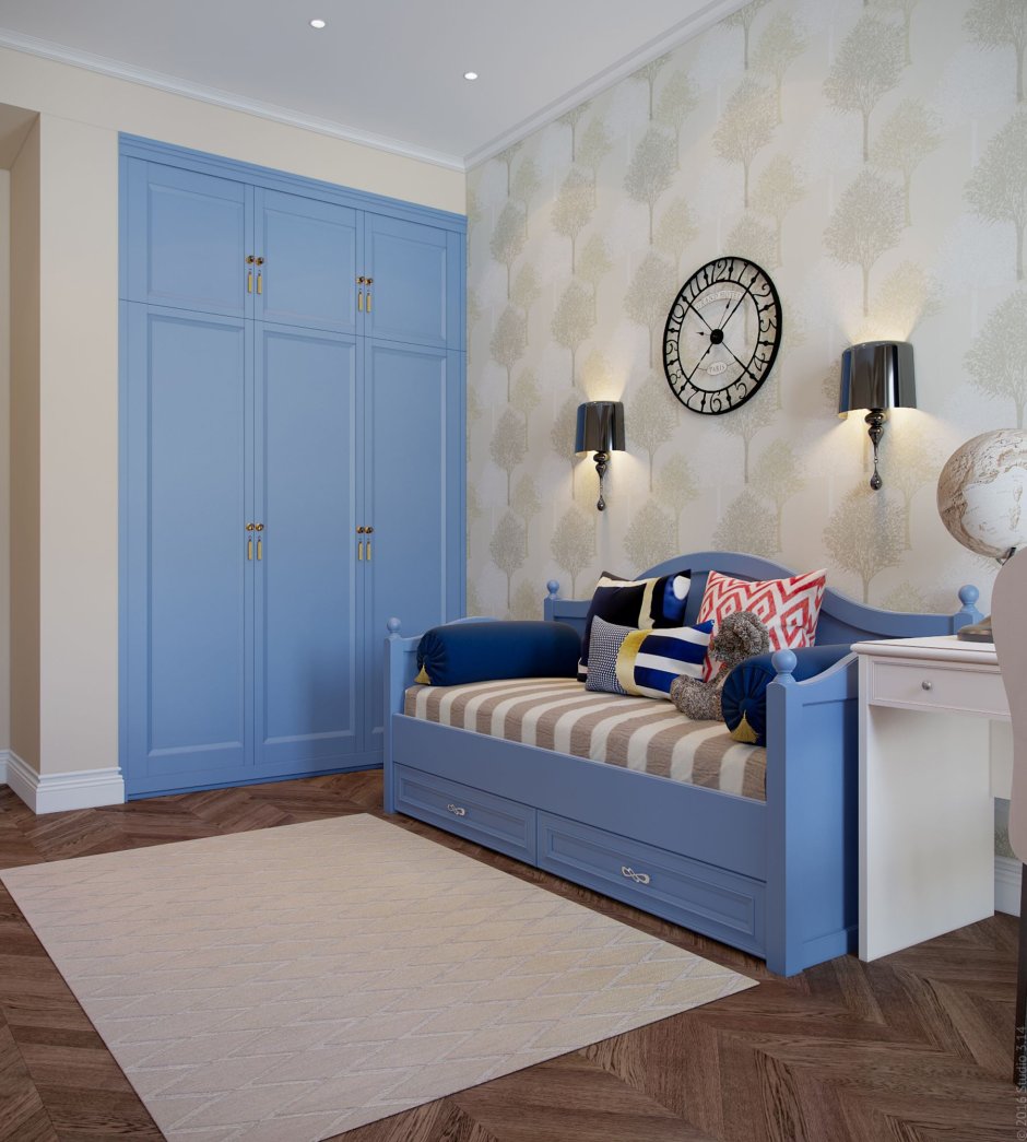 Голубой шкаф в детской