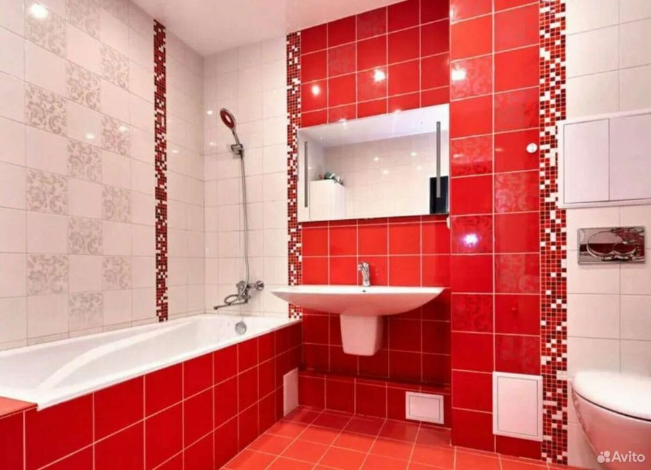 Ванная комната красная плитка