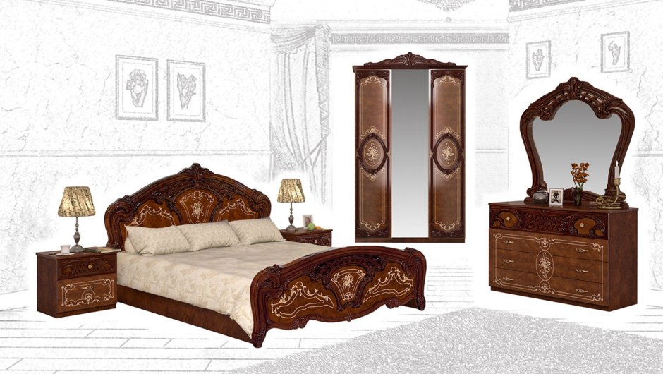 Интердизайн спальня роза беж