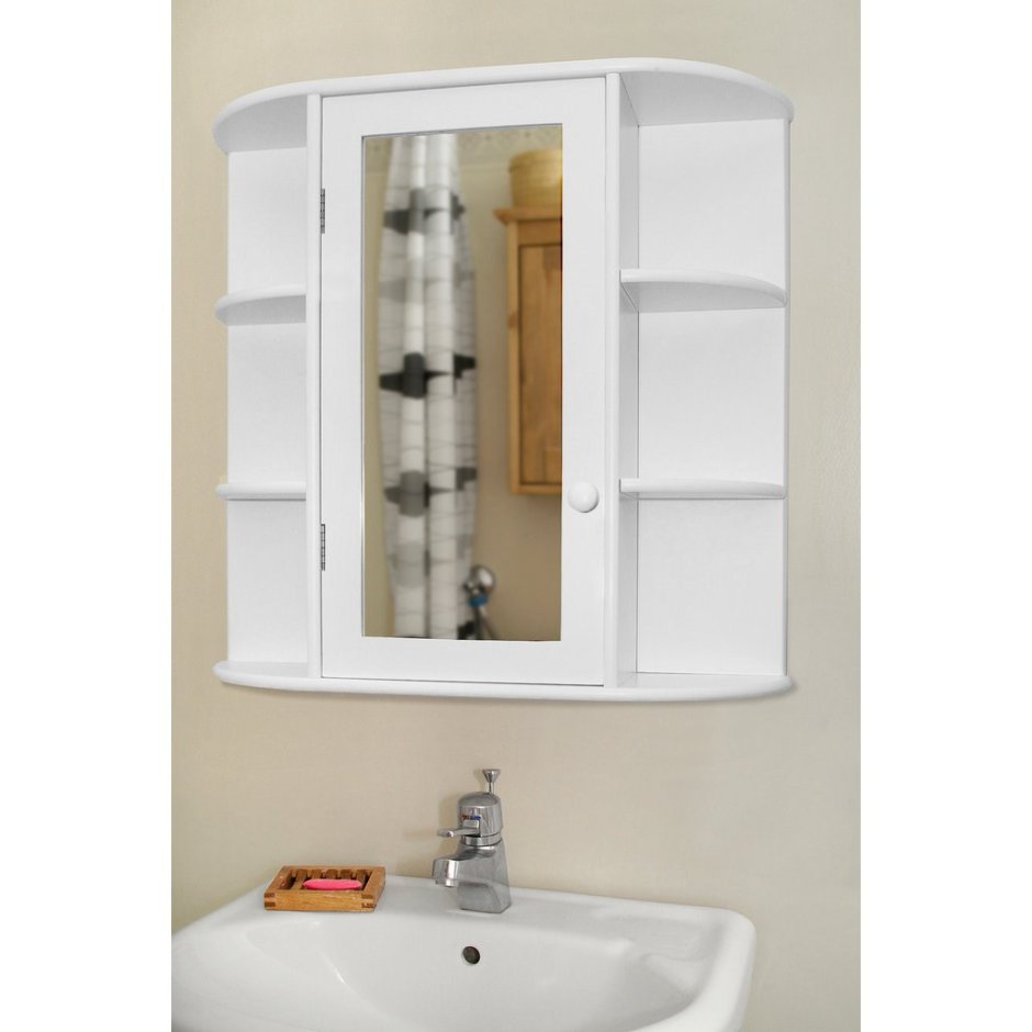 Полки с зеркалом в ванную