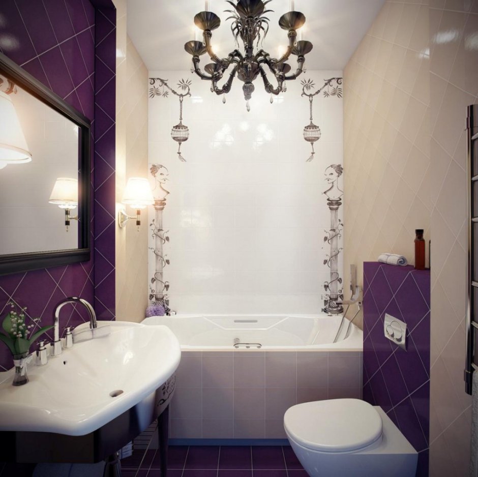 Маленькая ванная комната в классическом стиле