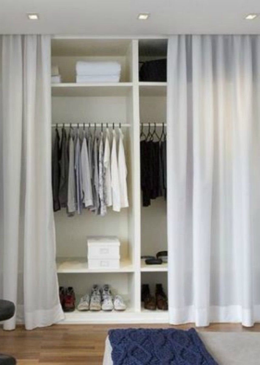 Шкаф для одежды без дверей со шторками