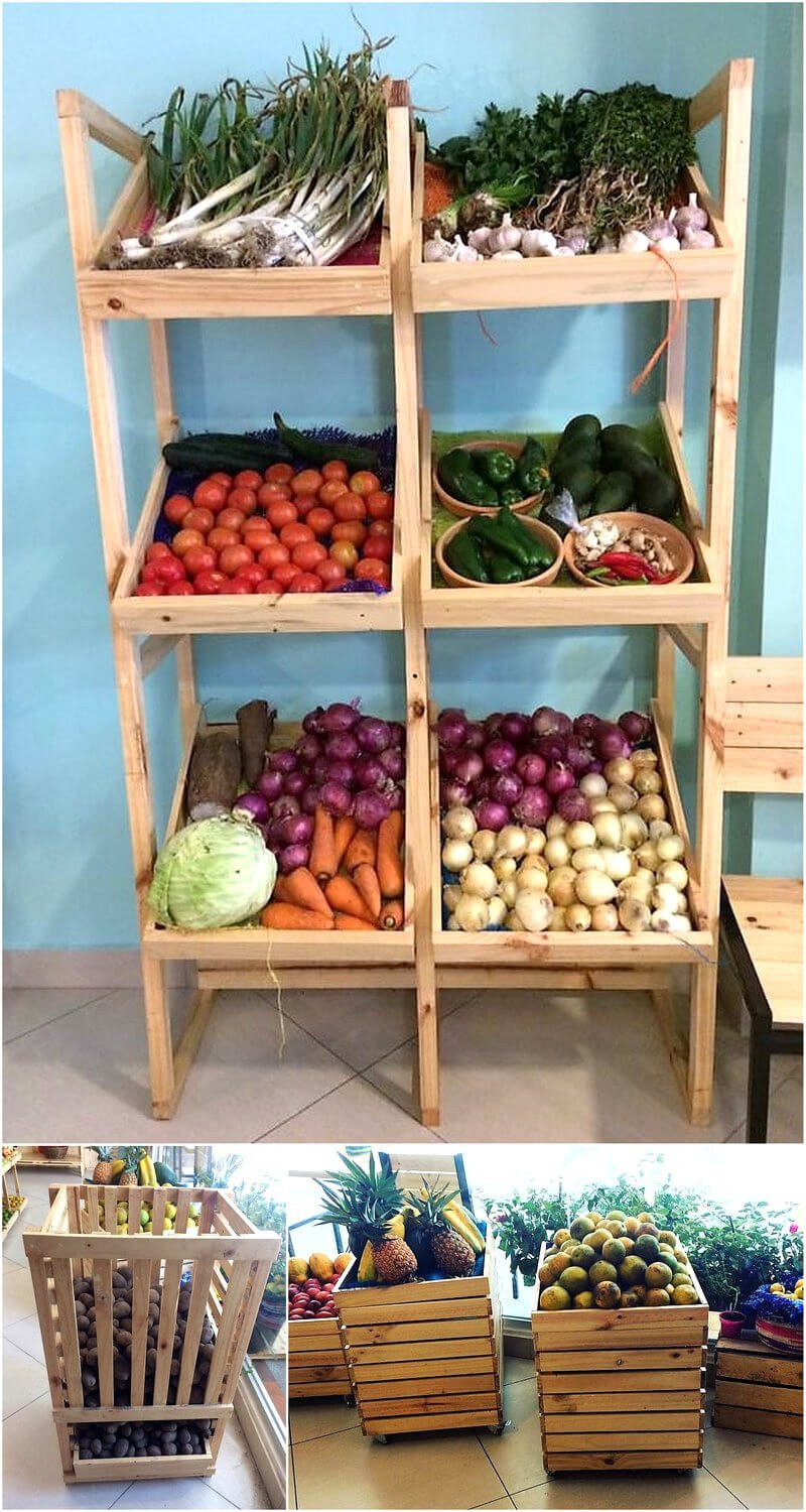Стеллаж из поддонов для овощей и фруктов