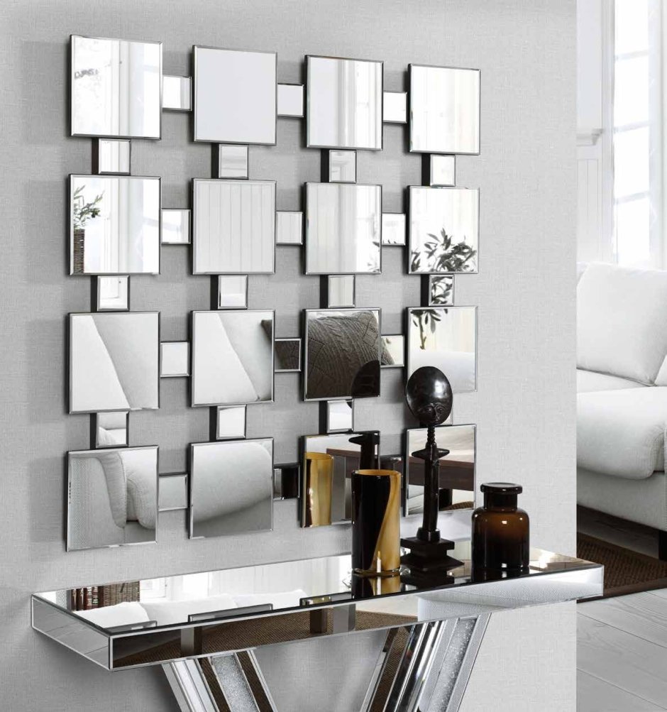 Зеркала квадратами на стену