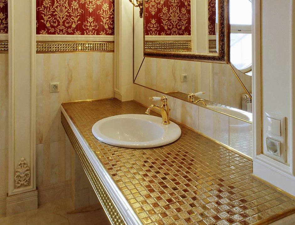 Мозаичные столешницы для ванной