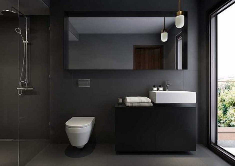 Черная стена в ванной