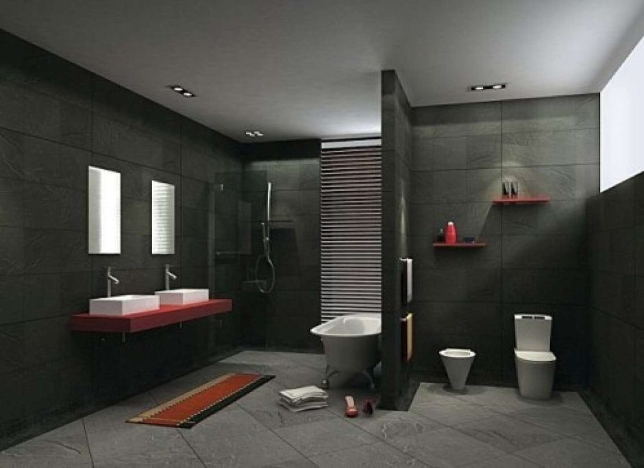 Черная матовая ванная комната