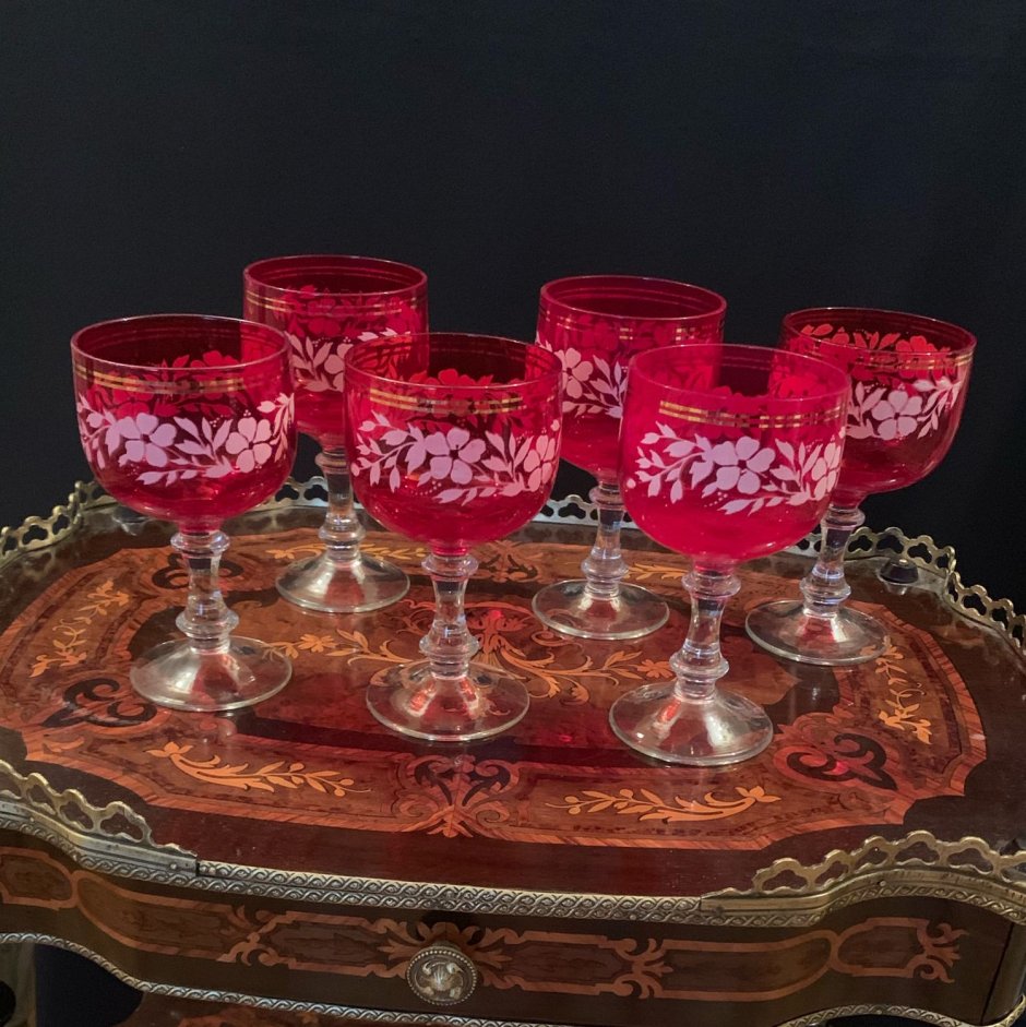 Рюмки рубиновое стекло Богемия