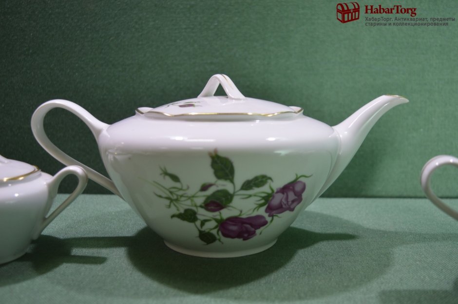 Цветы шиповника чайный сервиз Дулево 1956