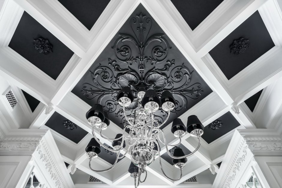 Потолок в черно белом стиле