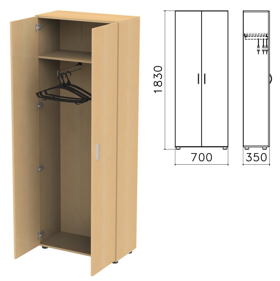 Шкаф для одежды "монолит", 740х390х2050 мм, цвет орех Гварнери, ШМ49.3