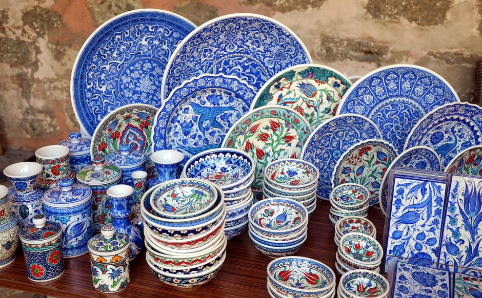 Риштанская керамика на рынке в средней Азии