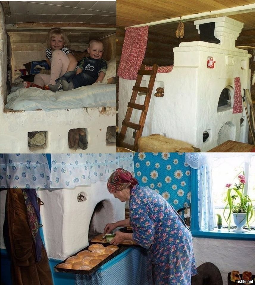 Русская печь в деревенском доме