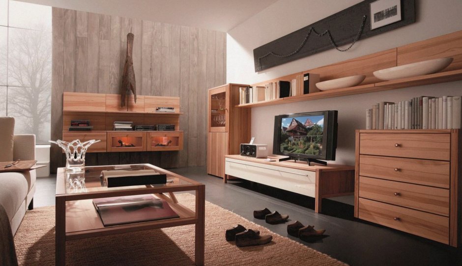 Стильная мебель для гостиной из дерева